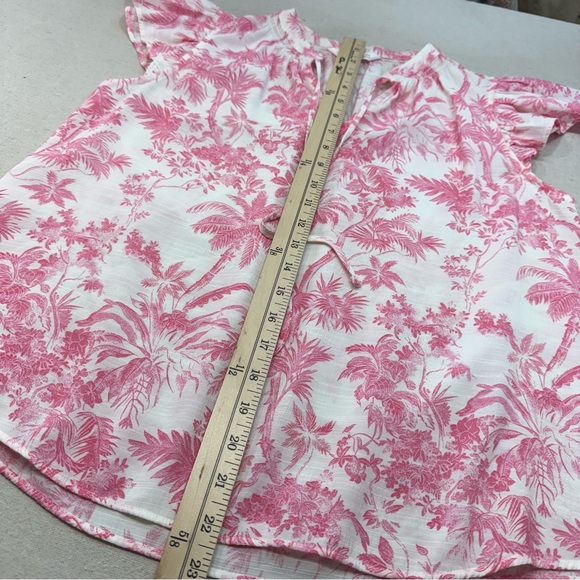 LC Lauren Conrad - Pink & White Tropical Blouse - Size PM - Picture 12 of 13